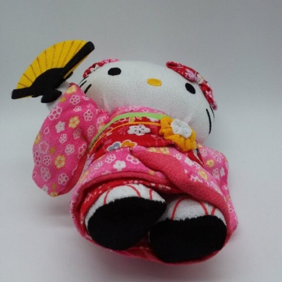 2 Hello Kitty Sanrio Plush Stuffed Toys Ty & Asian Chinese Cat in Kimono… - Picture 4 of 14